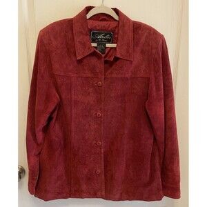 Atelier By B Thomas Ladies Suede Leather Jacket Side Pockets Size XL